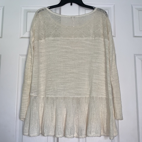 Free People Kristobel Eggshell Peplum Lace Top Sweater Womens - Picture 6 of 6